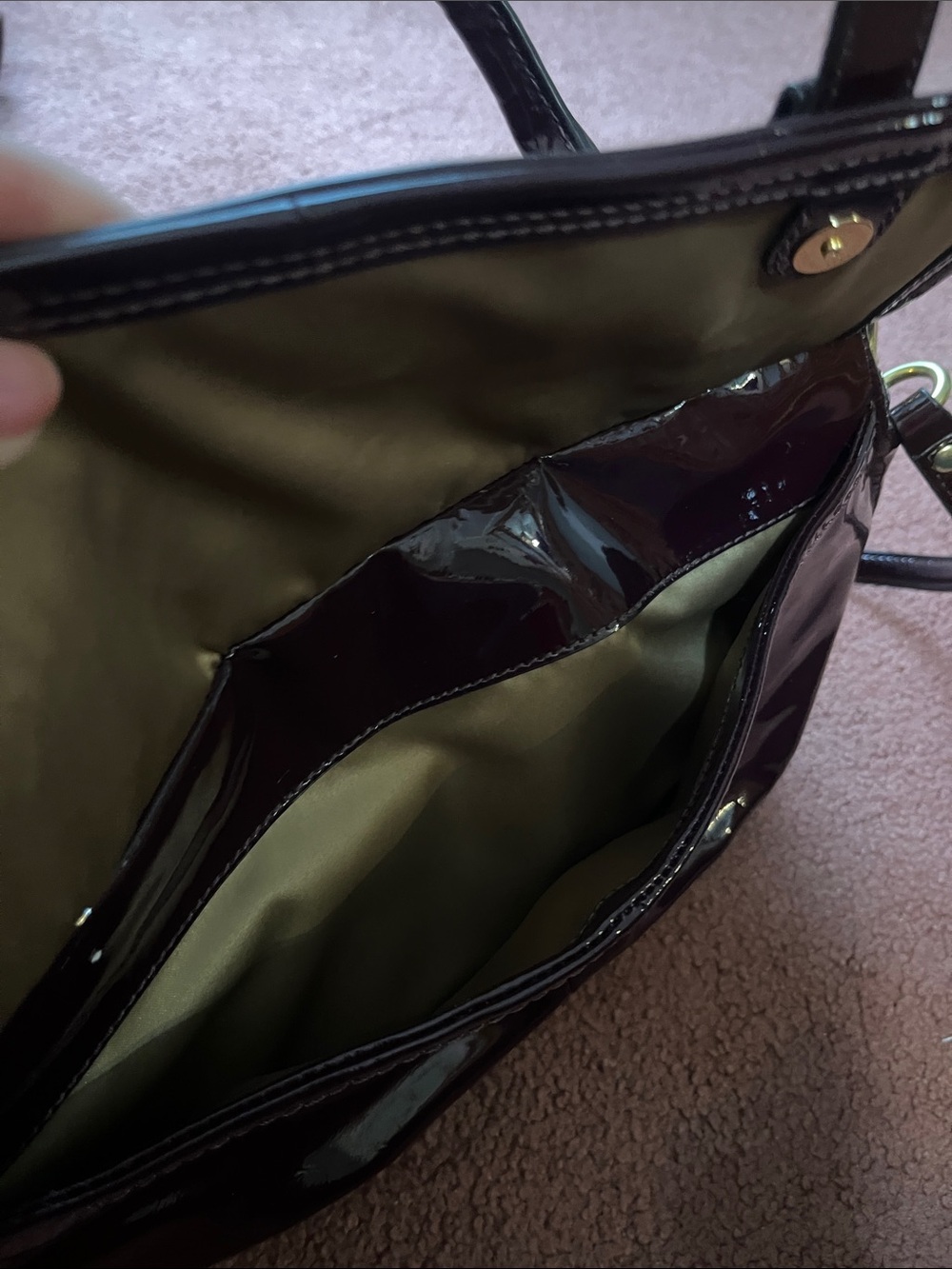 Coach Glossy Patent Leather Satchel in Deep Wine - Picture 2 of 10